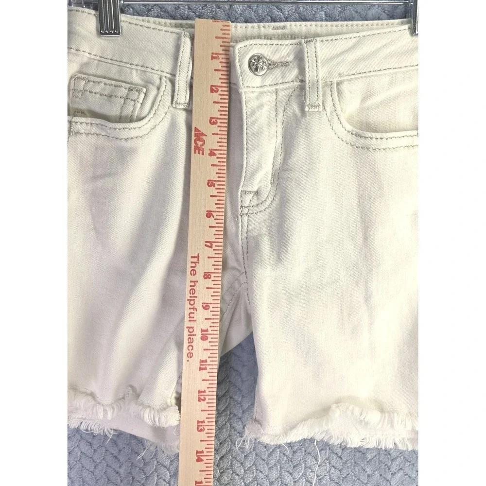 Miss‎ Me Girls White Denim Bermuda Shorts Wing Sequin Flap Pocket Size 12